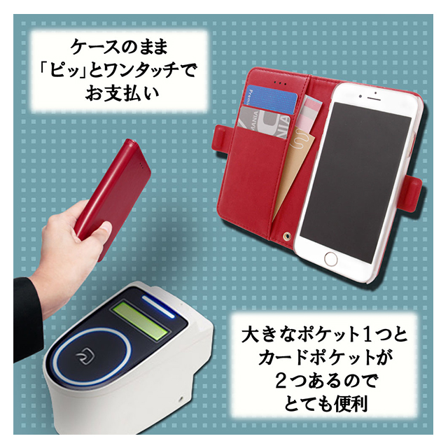 【iPhone8/7 ケース】gufo 手帳型ケース サイドマグネット (レッド)goods_nameサブ画像