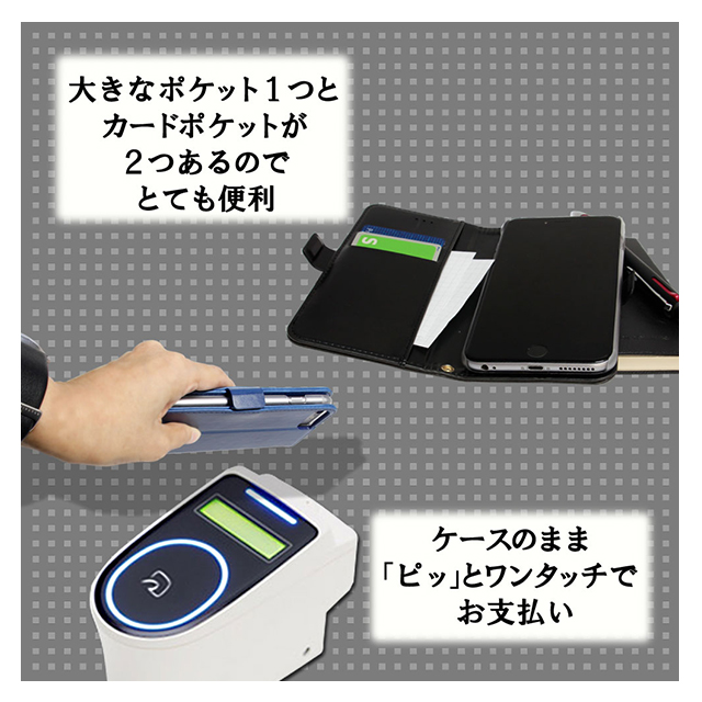 【iPhone8 Plus/7 Plus ケース】gufo 手帳型ケース サイドマグネット (ブラック)goods_nameサブ画像