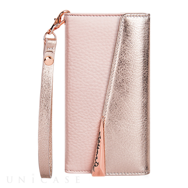 【iPhoneSE(第3/2世代)/8/7/6s/6 ケース】Leather Folio Wristlet Case (Rose Gold)