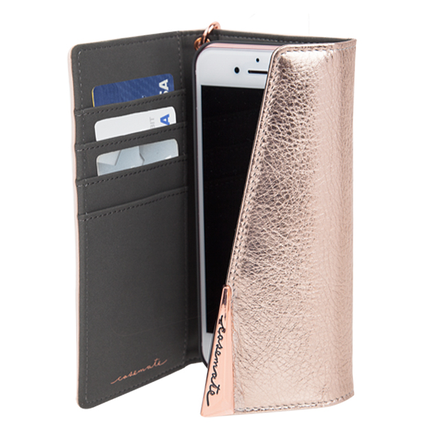 【iPhoneSE(第3/2世代)/8/7/6s/6 ケース】Leather Folio Wristlet Case (Rose Gold)サブ画像