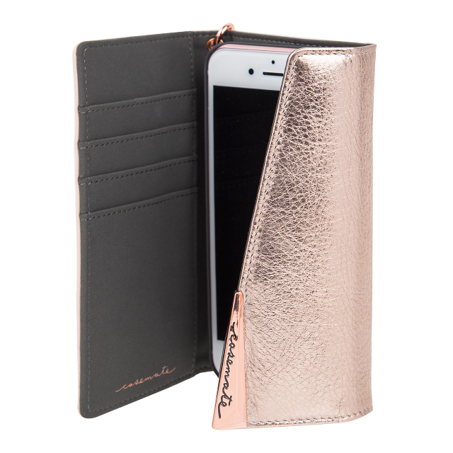 【iPhoneSE(第3/2世代)/8/7/6s/6 ケース】Leather Folio Wristlet Case (Rose Gold)サブ画像