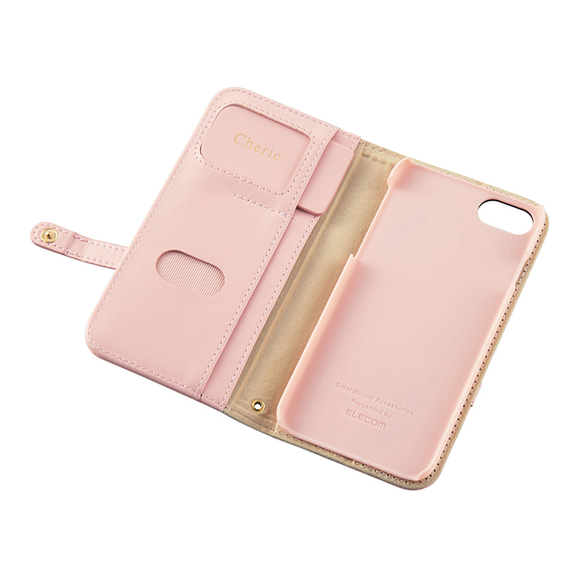 【iPhone8/7 ケース】ソフトレザーケース/女子向/ミラー付 (ライトピンク×ライトベージュ)goods_nameサブ画像