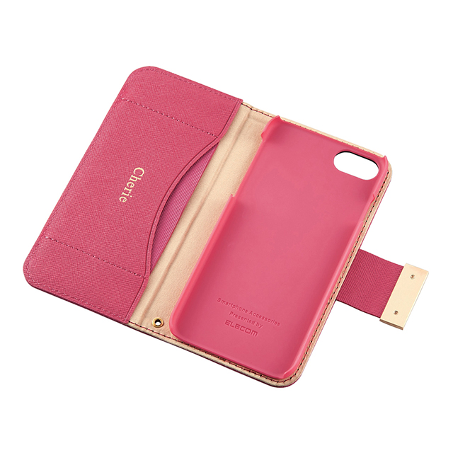 【iPhone8/7 ケース】ソフトレザーケース/女子向け/磁石付スナップ (ピンク)サブ画像