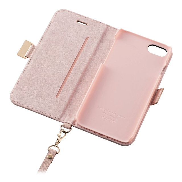 【iPhone8/7 ケース】ソフトレザーケース/女子向磁石/ストラップ付 (ライトピンク)goods_nameサブ画像