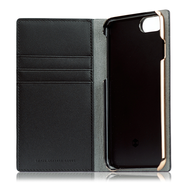 【iPhoneSE(第3/2世代)/8/7 ケース】Calf Skin Leather Diary (ブラック)サブ画像
