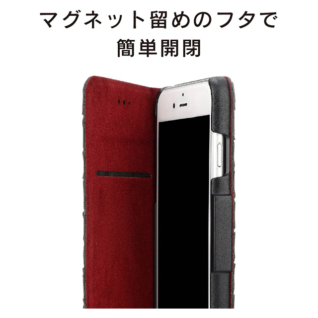 【iPhoneSE(第3/2世代)/8/7/6s/6 ケース】FlipNote Pocket + マグネット付 (カーボンブラック)サブ画像