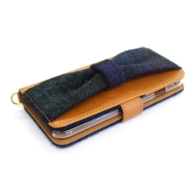 【iPhone8/7 ケース】Diary Cover  Harris Tweed  Ribbon (ブルー)goods_nameサブ画像