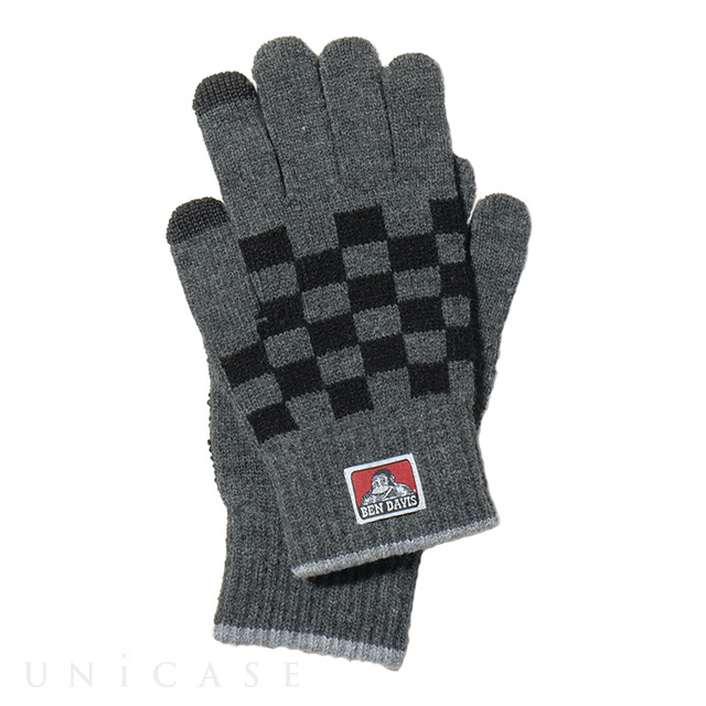 CHECK KNIT GLOVE (グレー)