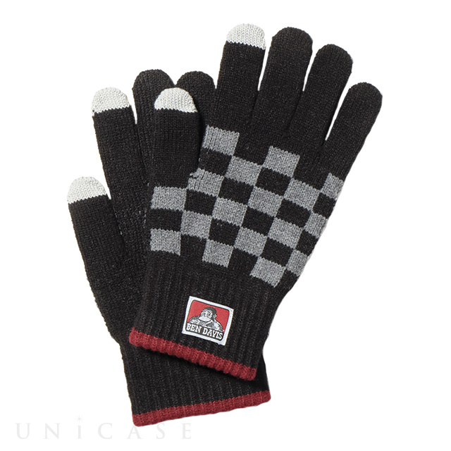 CHECK KNIT GLOVE (ブラック)