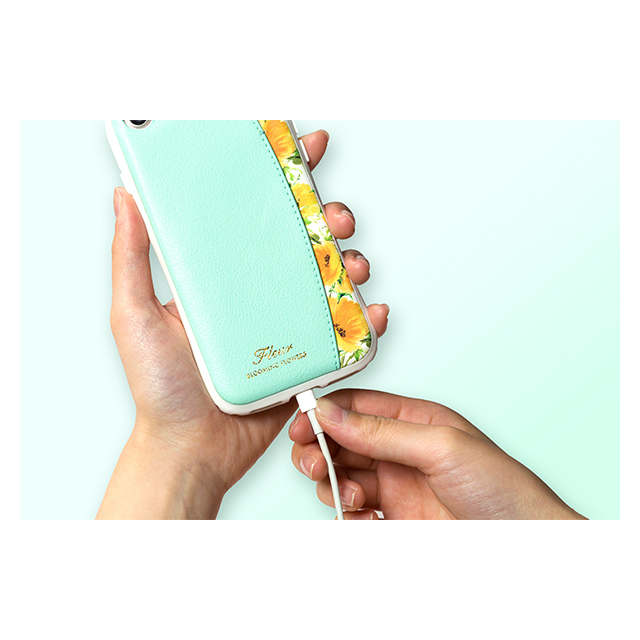 【iPhoneSE(第3/2世代)/8/7 ケース】プロテクターポケットケース ”Fleur” (Mint)goods_nameサブ画像