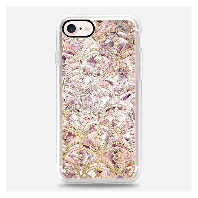 【iPhoneSE(第2世代)/8/7 ケース】Dusty Rose and Coral Art Deco Marbling Patternサブ画像