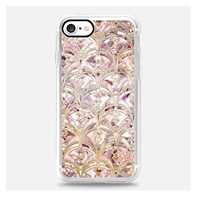 【iPhoneSE(第2世代)/8/7 ケース】Dusty Rose and Coral Art Deco Marbling Patternサブ画像
