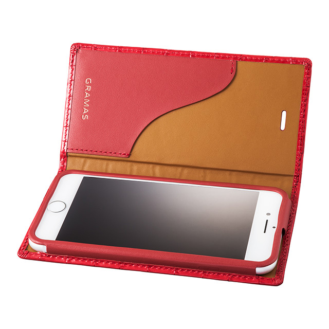 【iPhone8/7 ケース】Croco Patterned Full Leather Case (Red)サブ画像