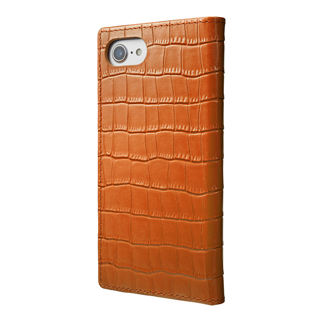 【iPhone8/7 ケース】Croco Patterned Full Leather Case (Tan)サブ画像