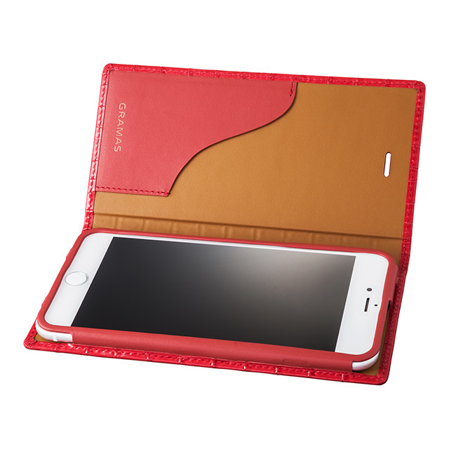 【iPhone8 Plus/7 Plus ケース】Croco Patterned Full Leather Case (Red)サブ画像