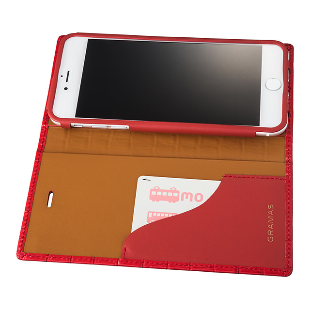 【iPhone8 Plus/7 Plus ケース】Croco Patterned Full Leather Case (Red)サブ画像