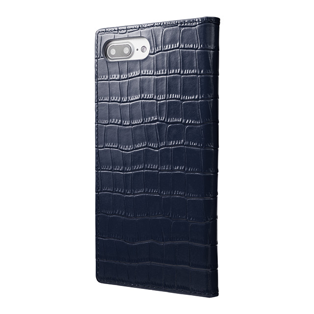 【iPhone8 Plus/7 Plus ケース】Croco Patterned Full Leather Case (Navy)サブ画像