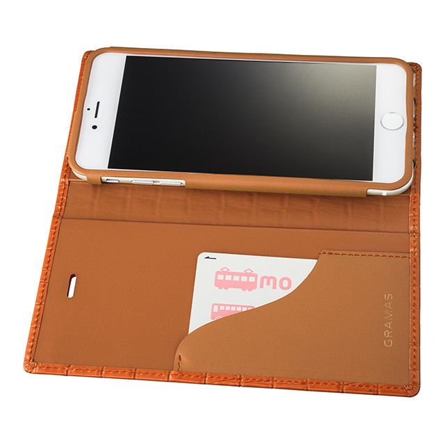 【iPhone8 Plus/7 Plus ケース】Croco Patterned Full Leather Case (Tan)サブ画像