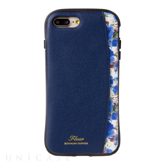 【iPhone8 Plus/7 Plus ケース】プロテクターポケットケース ”Fleur” (Navy)