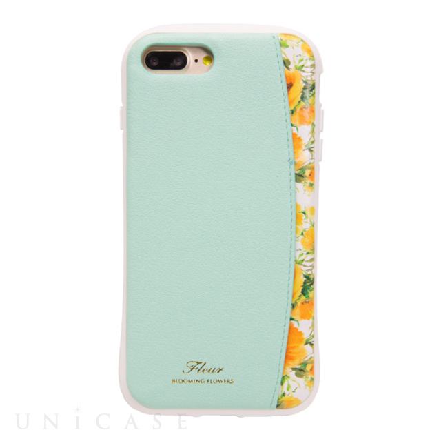 【iPhone8 Plus/7 Plus ケース】プロテクターポケットケース ”Fleur” (Mint)