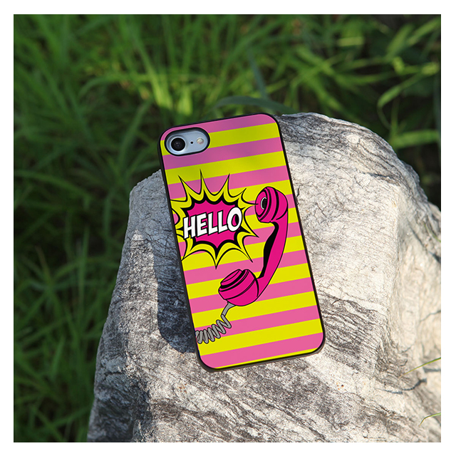 【iPhoneSE(第3/2世代)/8/7 ケース】ブラックケース Hello (ピンク)goods_nameサブ画像