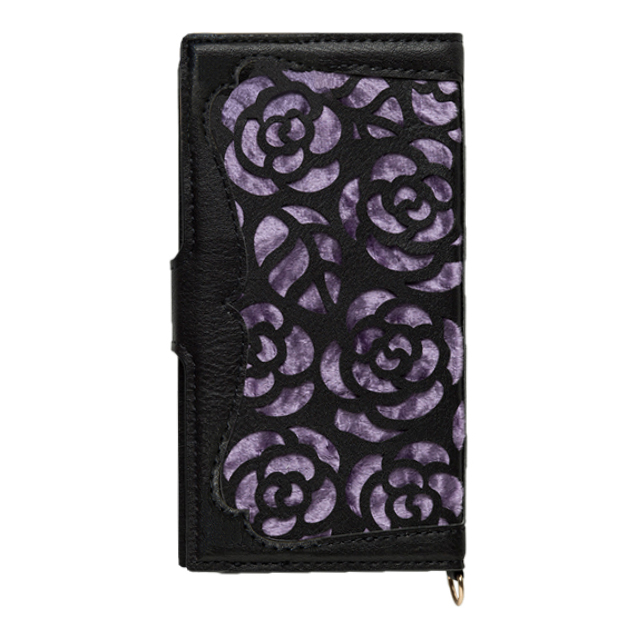 【マルチ スマホケース】La Roseraie マルチタイプ手帳型ケース (Black × Purple)goods_nameサブ画像