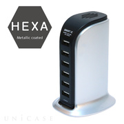 HEXA Metallic coated 6ポート デスクトップUSB-ACチャージャー (シルバー)