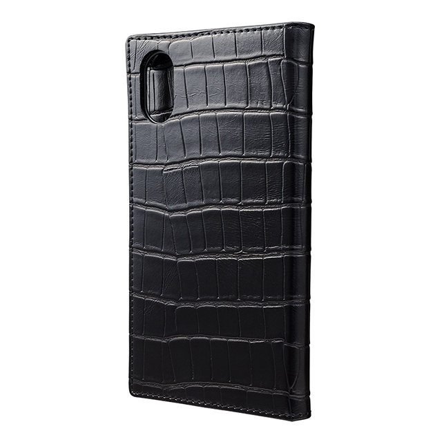 【iPhoneXS/X ケース】“EURO Passione Croco” Book PU Leather Case (Black)サブ画像