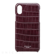 【iPhoneXS/X ケース】“EURO Passione Croco” Shell PU Leather Case (Wine)