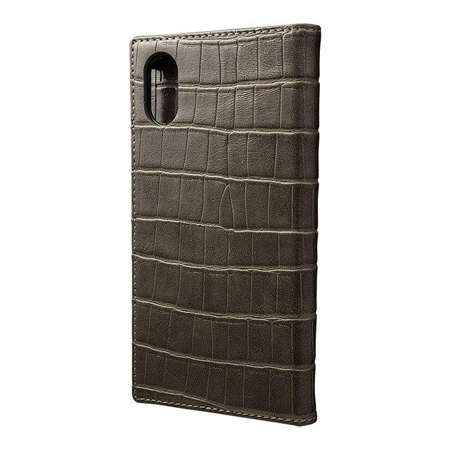 【iPhoneXS/X ケース】“EURO Passione Croco” Book PU Leather Case (Greige)サブ画像