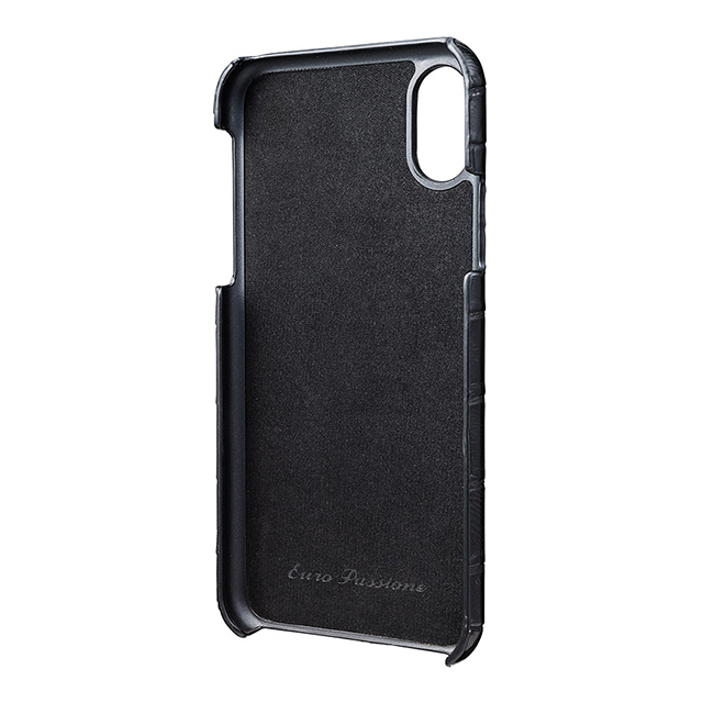 【iPhoneXS/X ケース】“EURO Passione Croco” Shell PU Leather Case (Black)サブ画像