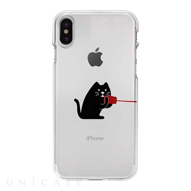 【iPhoneXS/X ケース】ソフトクリアケース (糸電話 話すネコ)