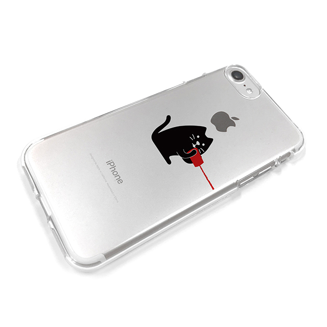 【iPhone8/7 ケース】ソフトクリアケース (糸電話 話すネコ)サブ画像