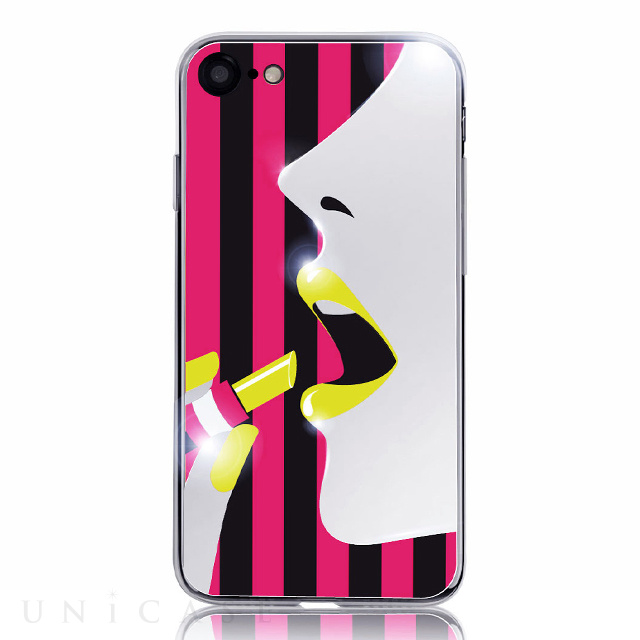 【iPhoneSE(第3/2世代)/8/7 ケース】STRIPE MIRROR CASE (イエローリップ)