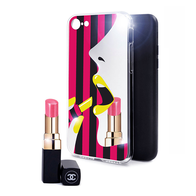 【iPhoneSE(第3/2世代)/8/7 ケース】STRIPE MIRROR CASE (レッドリップ)サブ画像