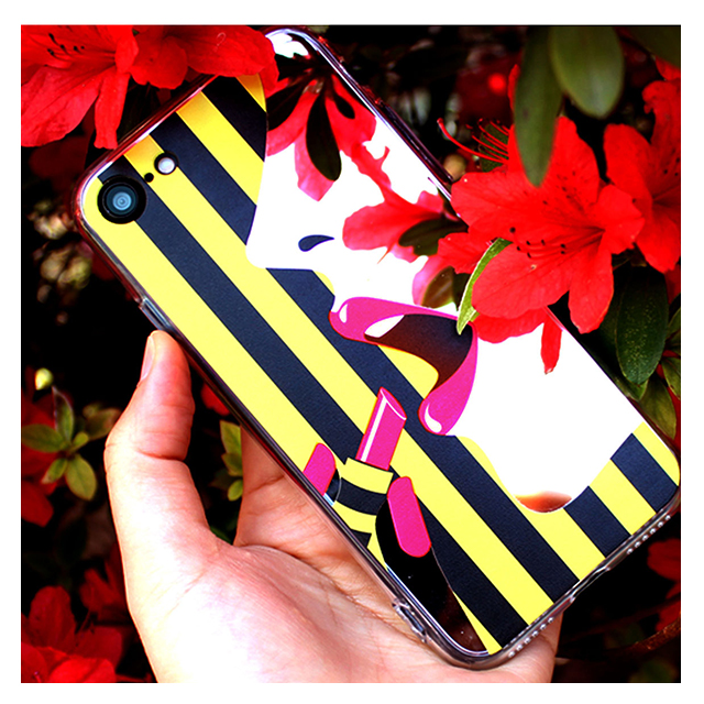 【iPhoneSE(第3/2世代)/8/7 ケース】STRIPE MIRROR CASE (レッドリップ)サブ画像