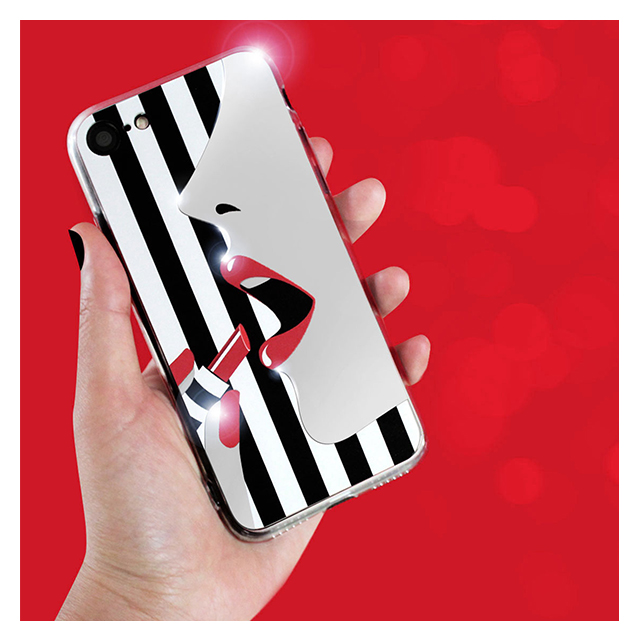 【iPhoneSE(第3/2世代)/8/7 ケース】STRIPE MIRROR CASE (レッドリップ)サブ画像