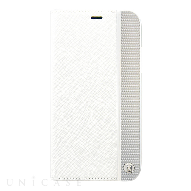 【iPhoneXS/X ケース】WHITE ＆ SLIVER EDGE PERFORATED FOLIO HARD SHELL