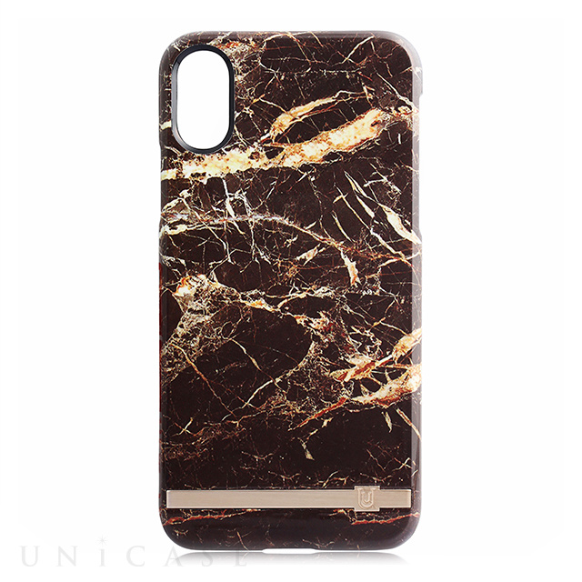 【iPhoneXS/X ケース】BROWN/GOLD MARBLE PRINT DESIGN