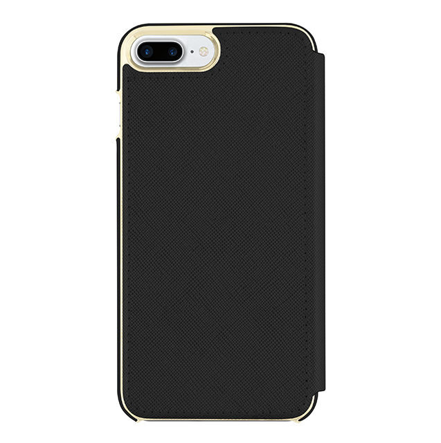 【iPhone8 Plus/7 Plus ケース】Folio Case (Saffiano Black/Gold Logo Plate)サブ画像