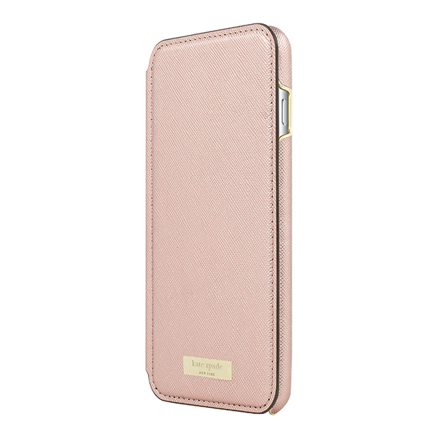 【iPhone8 Plus/7 Plus ケース】Folio Case (Saffiano Rose Gold/Gold Logo Plate)サブ画像