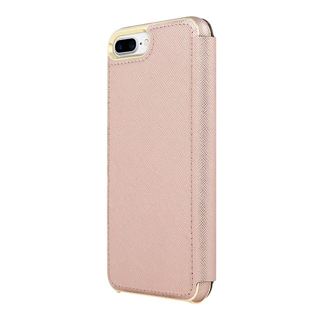 【iPhone8 Plus/7 Plus ケース】Folio Case (Saffiano Rose Gold/Gold Logo Plate)サブ画像