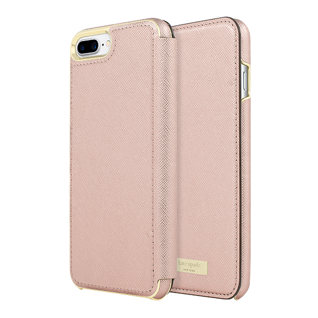 【iPhone8 Plus/7 Plus ケース】Folio Case (Saffiano Rose Gold/Gold Logo Plate)goods_nameサブ画像