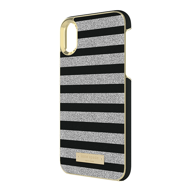 【iPhoneXS/X ケース】Wrap Case (Glitter Stripe Black Saffiano/Silver Glitter)goods_nameサブ画像