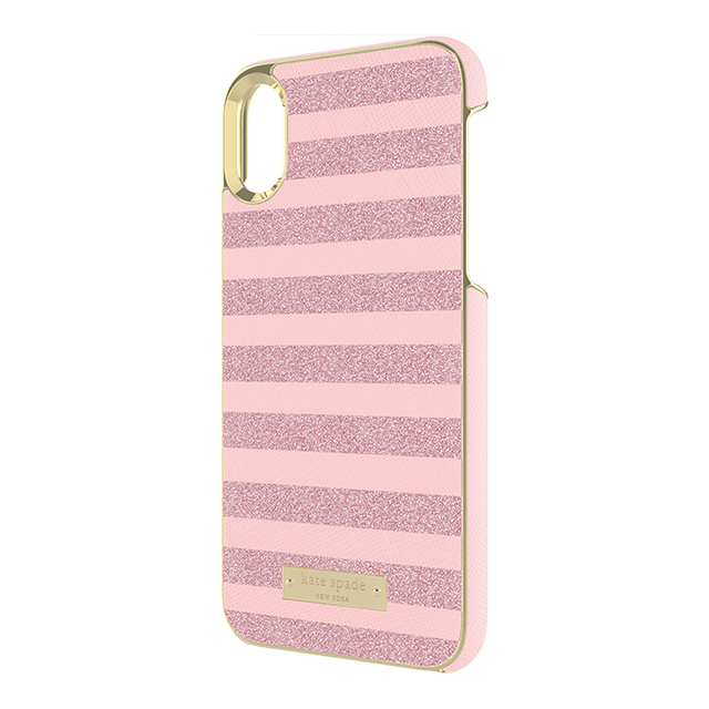 【iPhoneXS/X ケース】Wrap Case (Glitter Stripe Rose Quartz Saffiano/Rose Gold Glitter)goods_nameサブ画像