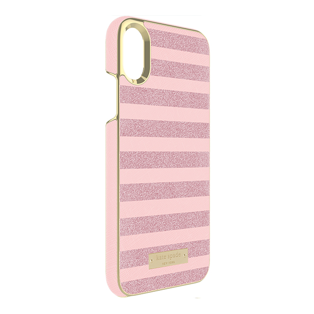 【iPhoneXS/X ケース】Wrap Case (Glitter Stripe Rose Quartz Saffiano/Rose Gold Glitter)goods_nameサブ画像