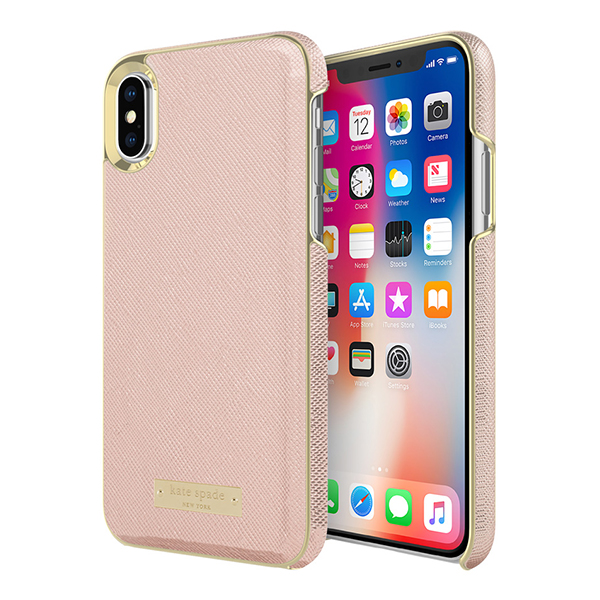 【iPhoneXS/X ケース】Wrap Case (Saffiano Rose Gold/Gold Logo Plate)サブ画像