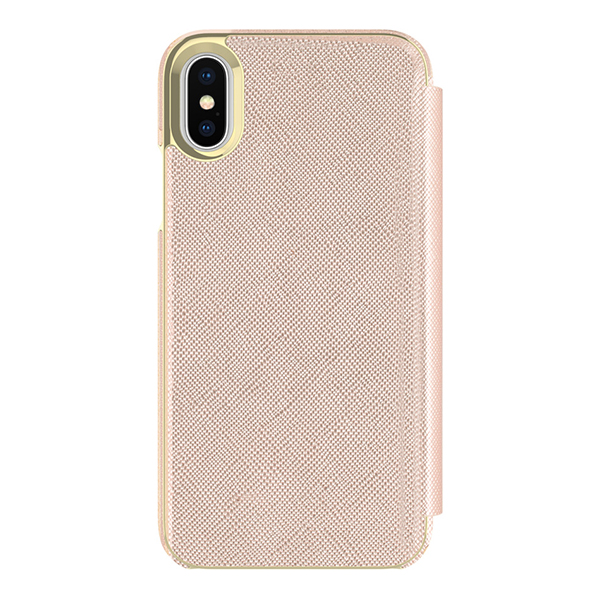 【iPhoneXS/X ケース】Folio Case (Saffiano Rose Gold/Gold Logo Plate)サブ画像