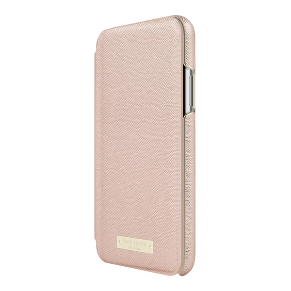 【iPhoneXS/X ケース】Folio Case (Saffiano Rose Gold/Gold Logo Plate)サブ画像