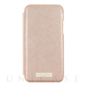 【iPhoneXS/X ケース】Folio Case (Saffiano Rose Gold/Gold Logo Plate)